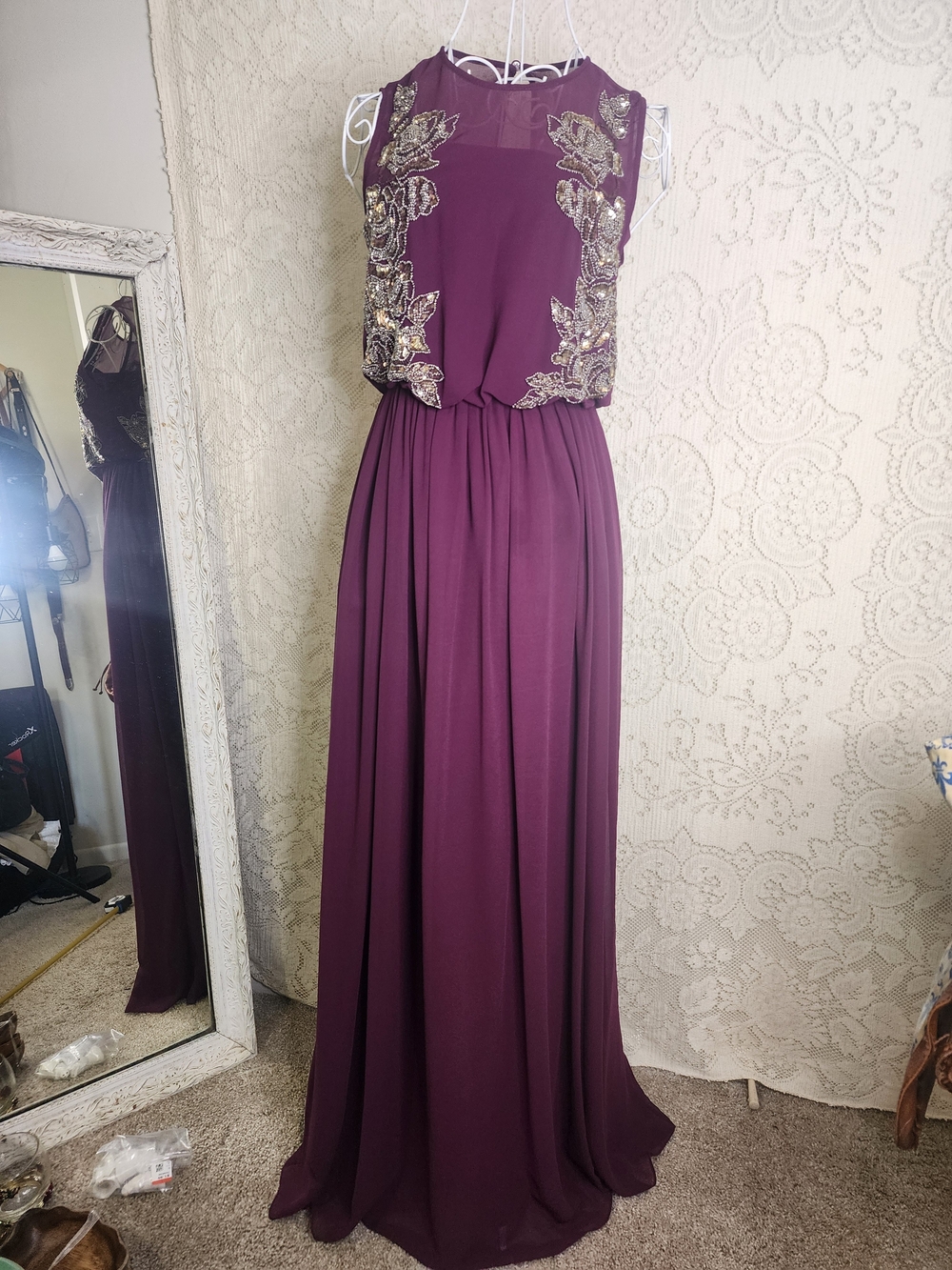 ASOS Plum Maxi Gown with Gold Sequin Appliqué